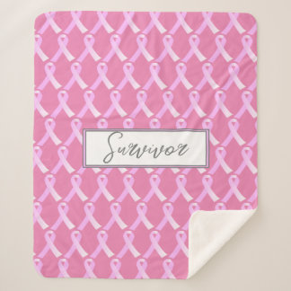 Cobertor Sherpa Sobrevivente do Câncer da Mama em Fita Rosa Sherpa