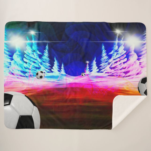 Cobertor Sherpa Soccer Holiday Trees - Sherpa Blanket (Frente (Horizontal))