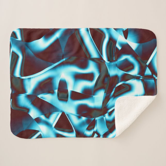 Cobertor Sherpa Sombras de ciano azul no abstrato (Frente (Horizontal))