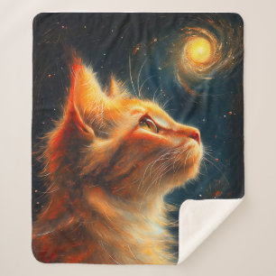 Cobertor Sherpa Sonhador Cósmico   Gato Persa Olhando as Estrelas