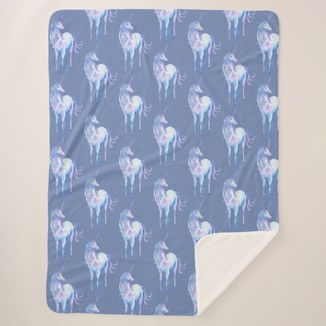 Cobertor Sherpa Sonho de Unicórnio Roxo (Frente)