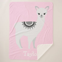 Cobertor Sherpa "Sonhos de Llama Fofinho" personalizado Sherpa Bla