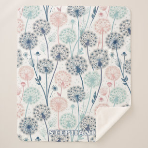 Cobertor Sherpa Sonhos Pastel Dandelion - Floral Whimsical