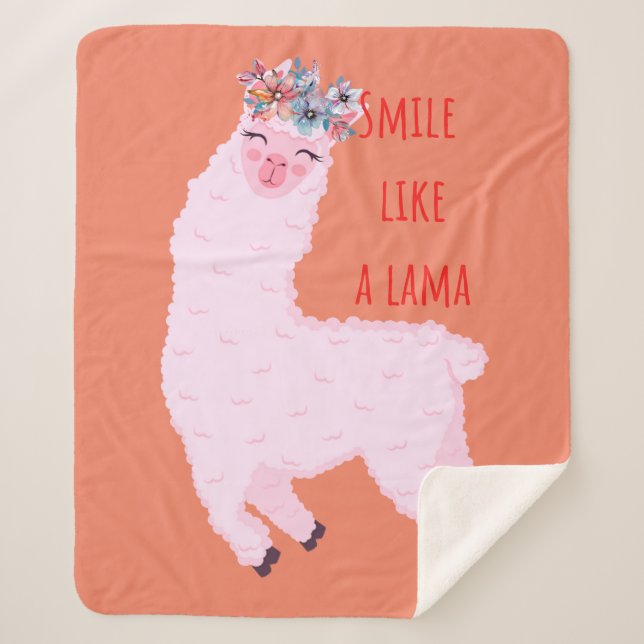 Cobertor Sherpa Sorria como um lama (Frente)