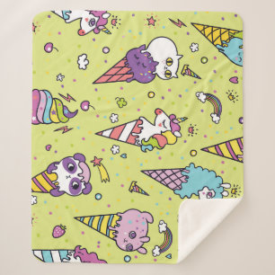 Cobertor Sherpa Sorvete pop Cute: Padrão Animal