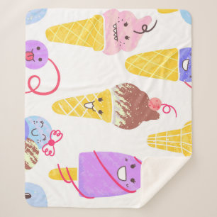 Cobertor Sherpa Sorvetes Kawaii, um padrão bonito e perfeito.