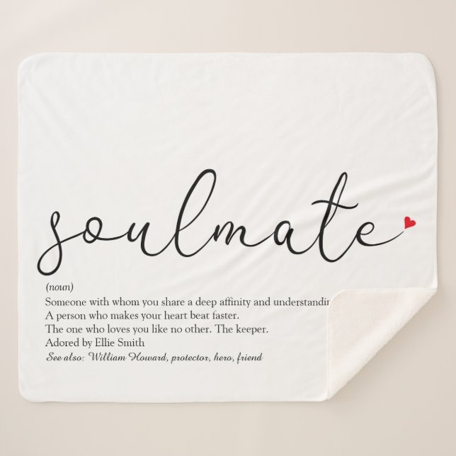 Cobertor Sherpa Soulmate Script Love Heart Definition (Frente (Horizontal))