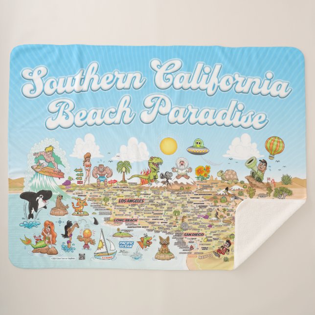 Cobertor Sherpa South California Beach Paradise Fleece Blanket (Frente (Horizontal))