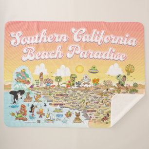 Cobertor Sherpa South California Beach Paradise Fleece Blanket