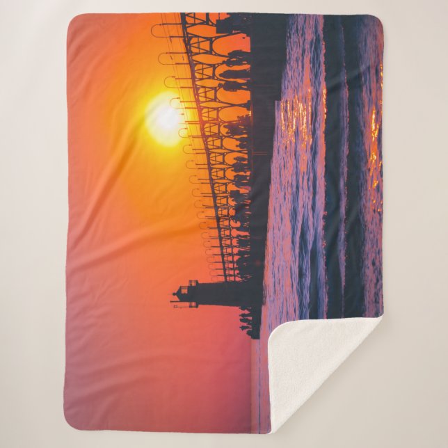 Cobertor Sherpa South Haven, MI Lighthouse Sherpa Blanket  (Frente)