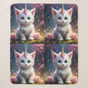 Cobertor Sherpa "Sparkle Paws: O Encantador Unicórnio Gatinho"