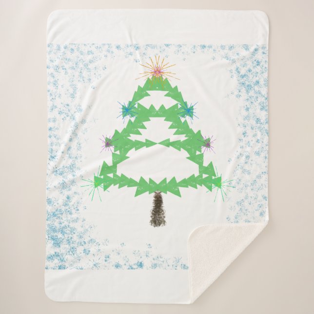 Cobertor Sherpa Sparkling Christmas Tree Sherpa Blanket (Frente)