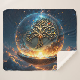 Cobertor Sherpa Sphere of Life – The Golden World Tree. 