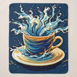 Cobertor Sherpa Splash Oceânico de Café