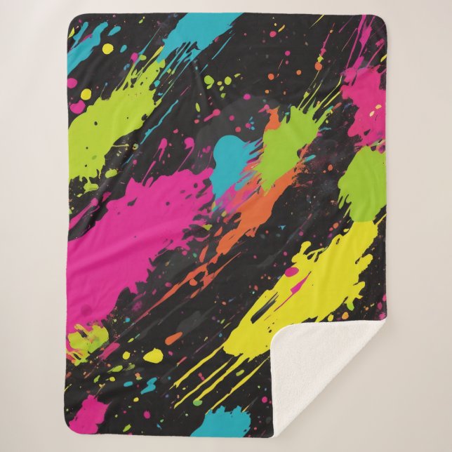 Cobertor Sherpa Splatter retrorreflector de cores neon (Frente)