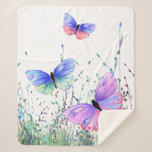 Cobertor Sherpa Spring Sherpa Blanket Butterflies Flying in Nature
