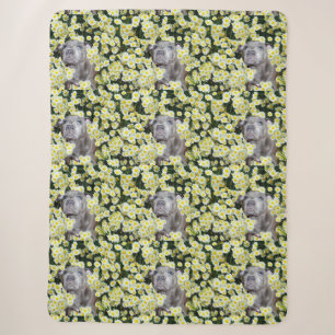 Cobertor Sherpa Staffordshire Bull Terrier E Daisies Amarelas,