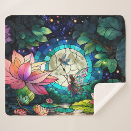 Cobertor Sherpa Stained Glass Little Fairy With Dragonfly