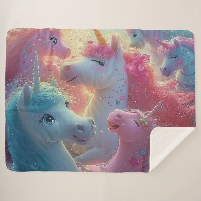 Cobertor Sherpa Stardust Unicorn Gala (Frente (Horizontal))