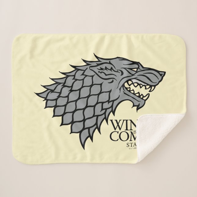 Cobertor Sherpa Stark Sigil - O Inverno Está Chegando (Frente (Horizontal))