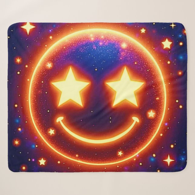 Cobertor Sherpa Starry-Eyed Glow Emoji (Frente (Horizontal))