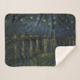 Cobertor Sherpa Starry Night Over the Rhône, pintura a óleo Van Go
