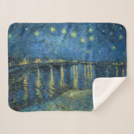Cobertor Sherpa Starry Night Over the River Rhone (por van Gogh)