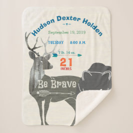 Cobertor Sherpa Stats de Nascimento do Bear Querido Bebê