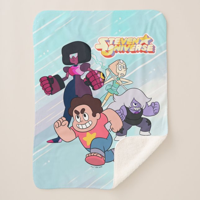 Cobertor Sherpa Steven Universe | Ação do grupo Crystal Gem (Frente)