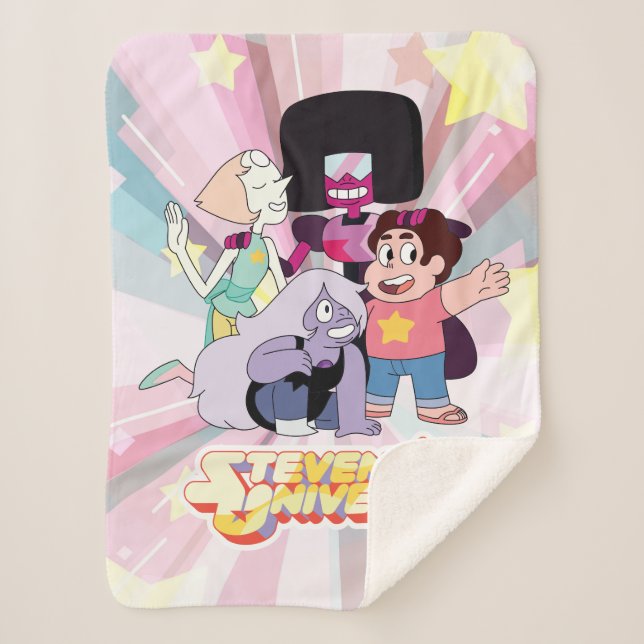 Cobertor Sherpa Steven Universe | Grupo Crystal Gem Huddle (Frente)