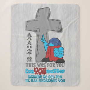 Cobertor Sherpa Stone Cross Porque Você Importa Isaiah 44:22 T-Shi