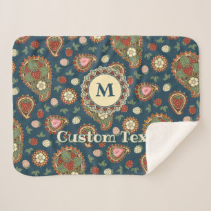 Cobertor Sherpa Strawberry Paisley Pattern Sherpa Blanket