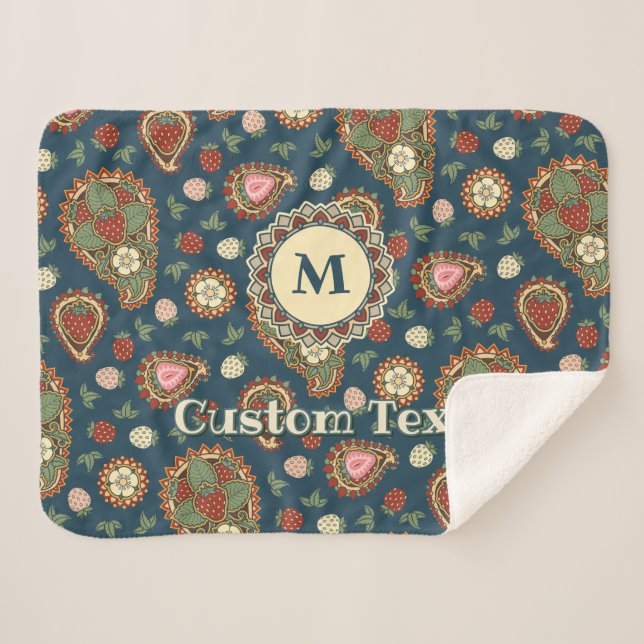 Cobertor Sherpa Strawberry Paisley Pattern Sherpa Blanket (Frente (Horizontal))