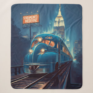 Cobertor Sherpa Streamline Moderne Vintage New York Express