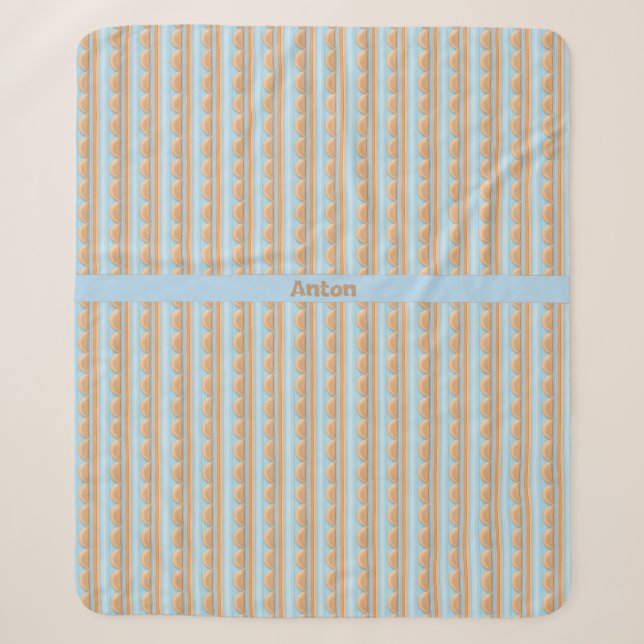 Cobertor Sherpa Streifenmuster blau braun grau (Frente)