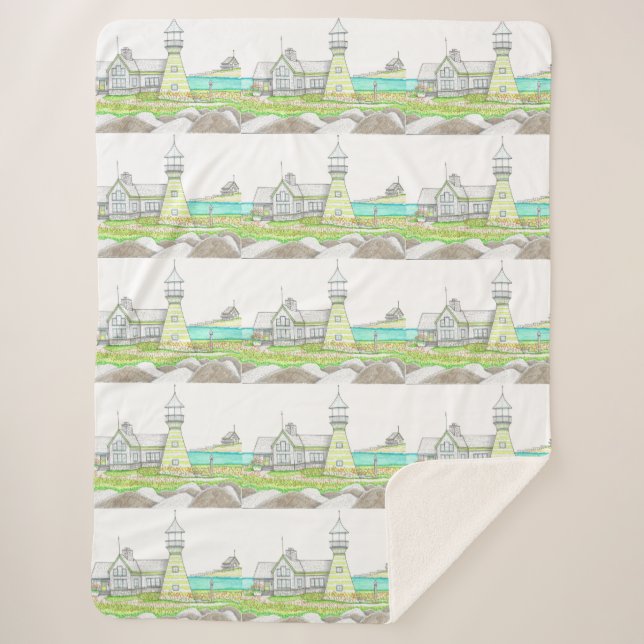 Cobertor Sherpa Stripe Lighthouse Sherpa Blanket (Frente)