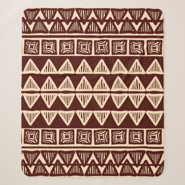 Cobertor Sherpa Striped tribal ornamental pattern (Frente)