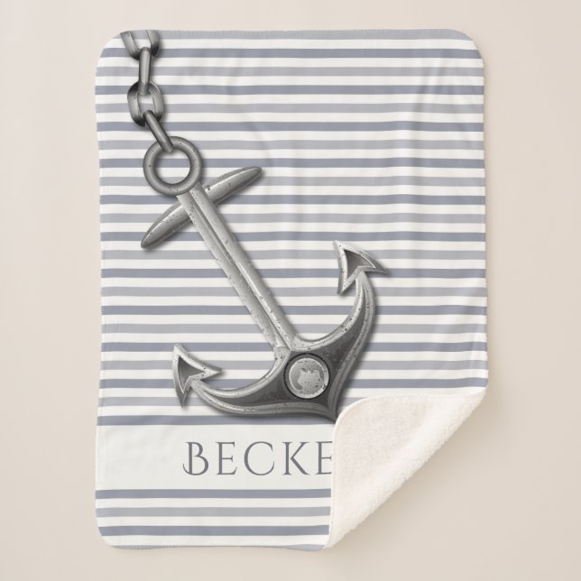 Cobertor Sherpa Stripes Ancoradas (Frente)