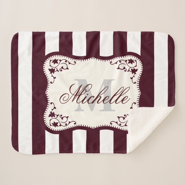 Cobertor Sherpa Stripes e Monograma (Frente (Horizontal))
