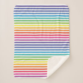 Cobertor Sherpa Stripes Horizontais do Arco-íris Branco