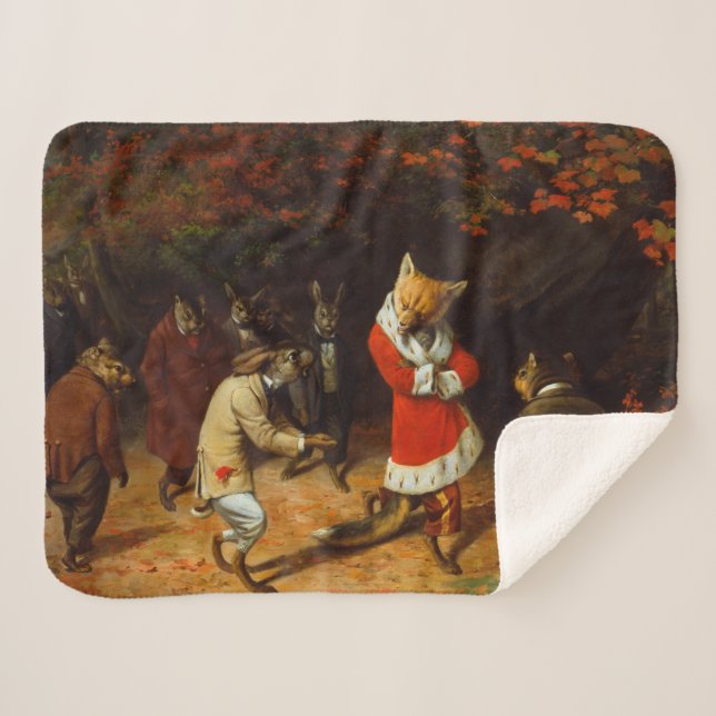 Cobertor Sherpa Sua Majestade Recebe (por William Holbrook Beard) (Frente (Horizontal))