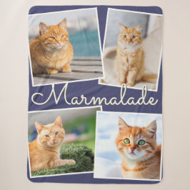 Cobertor Sherpa Suas Fotos de Gato e Nome do seu Pet Personalizado