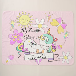 Cobertor Sherpa Suave Sherpa Sleepy Unicorn Wreath Name Blanket
