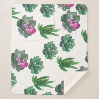 Cobertor Sherpa Suculentes de Aquarela Design