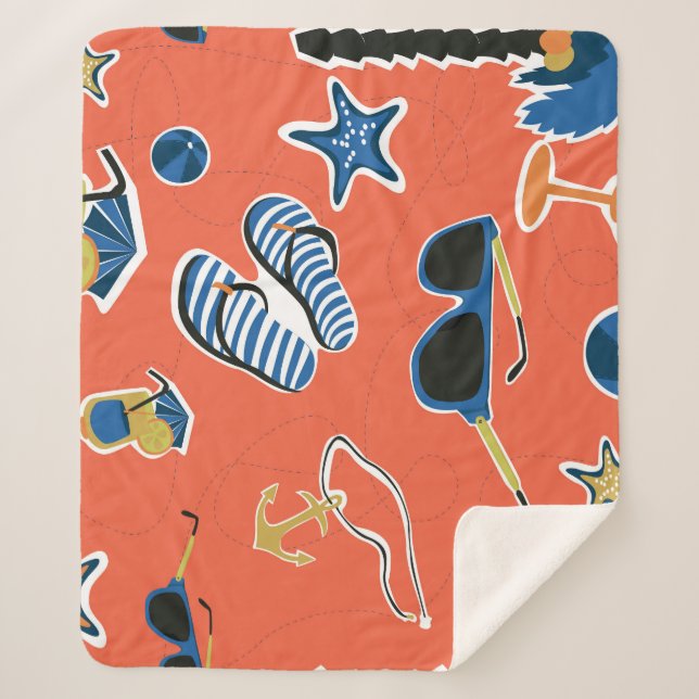 Cobertor Sherpa Summer Beach: Relaxando o Padrão Invisível. (Frente)