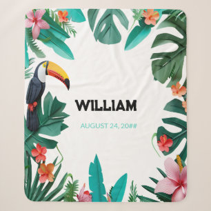 Cobertor Sherpa Summer Floral Custom Name Nursery