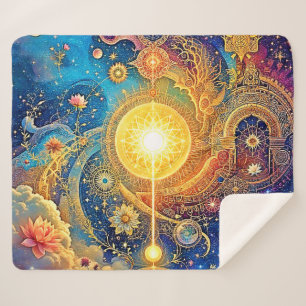 Cobertor Sherpa Sun Mandala Cósmica