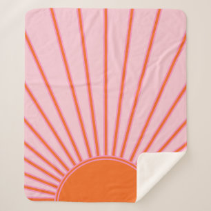 Cobertor Sherpa Sun Sunrise Pastel Rosa E Laranja Sol