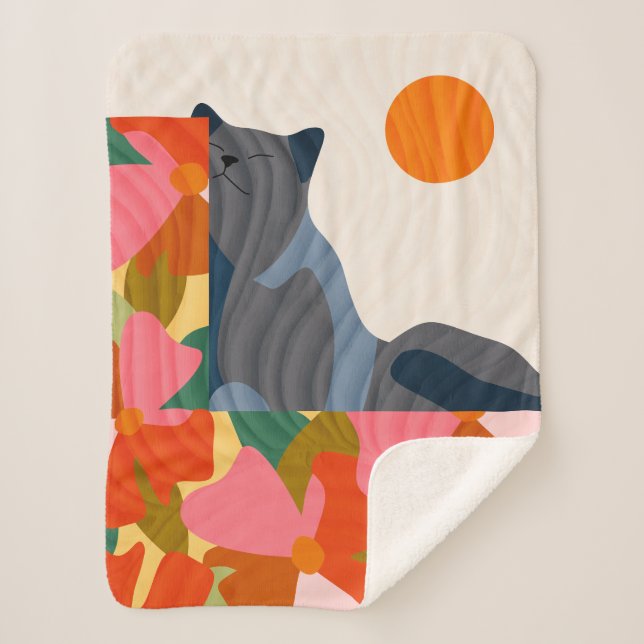 Cobertor Sherpa Sunny Garden Cat (Frente)