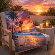 Sunset de praia tropical personalizado | Arte Cost